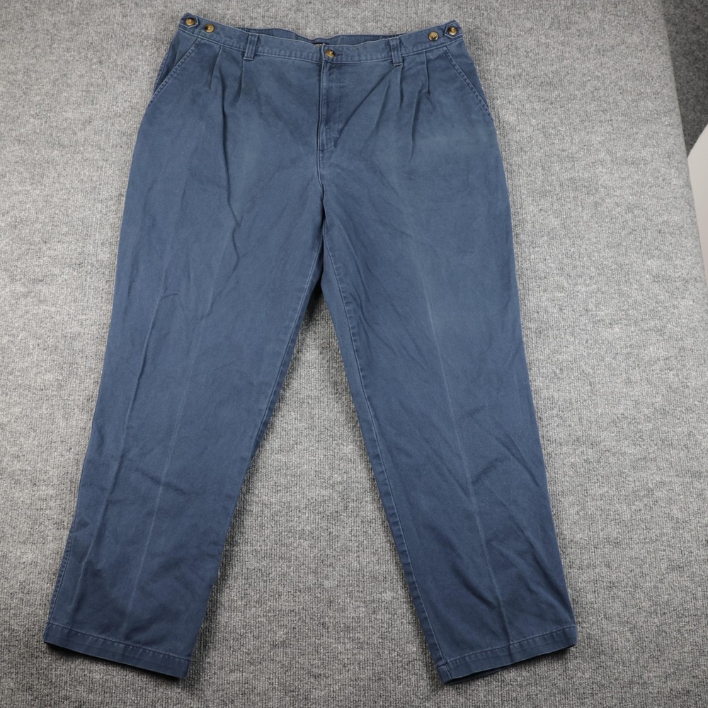Dockers Pants Mens 42x32 Blue Classic Fit Pleated Chino Elastic Waist Khakis